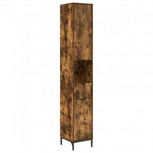 vidaXL Koupelnová skříň Kouřový dub 31,5 x 33 x 190 cm