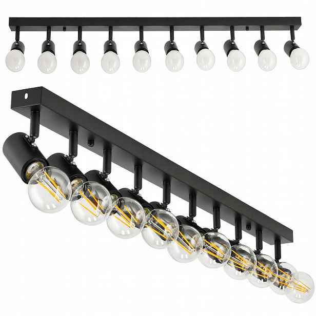 Závěsné Stropní Svítidlo Led Nastavitelná lišta 10xE27 Loft 95 cm Dlouhá