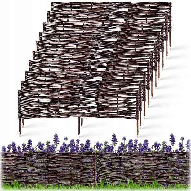 10 Ks Zahradní Palisáda Proutěná Trávníkový Lem Plot 100x40cm Set