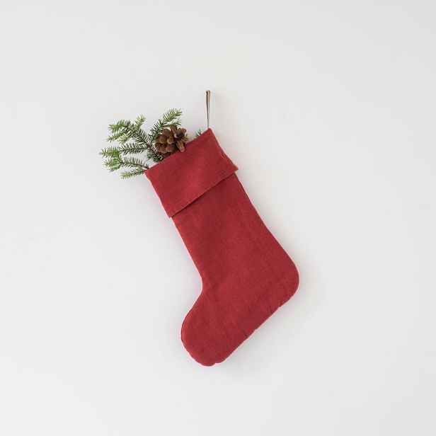 Látková vánoční punčocha Red Pear – Linen Tales