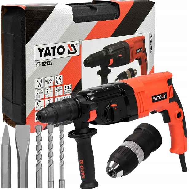 Vrtací Kladivo Se Dvěma Svorkami Sds 850W 3,3J Kufr Yato YT-82122