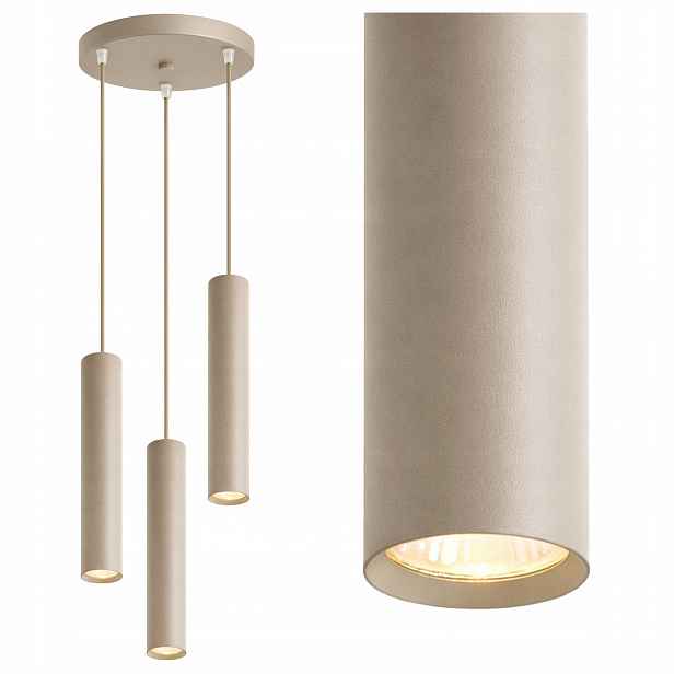 Závěsné Stropní Svítidlo Lustr Tuba GU10 Béžová Kašmír Loft do obývacího pokoje