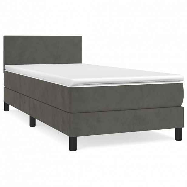 vidaXL Box spring postel s matrací tmavě šedá 100x200 cm samet