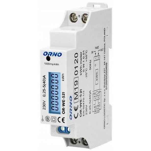 Jednofázový elektroměr Orno OR-WE-521