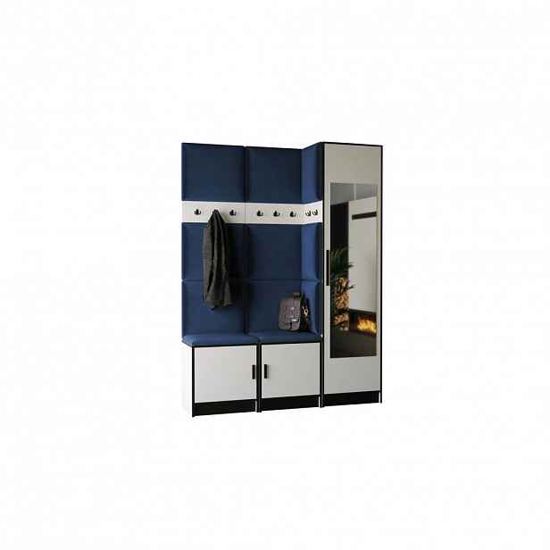 Kier Furniture PŘEDSÍŇOVÁ STĚNA ROJ 20 - 159,6x205x39cm Bílá & modrá látka