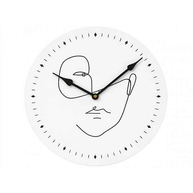 Nástěnné hodiny LINE FACE 29 cm, bílé