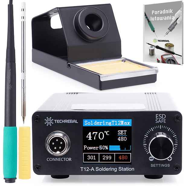 Pájecí stanice Techrebal T12A Grot T12 75W 480°C Podstavec Držák Baňky