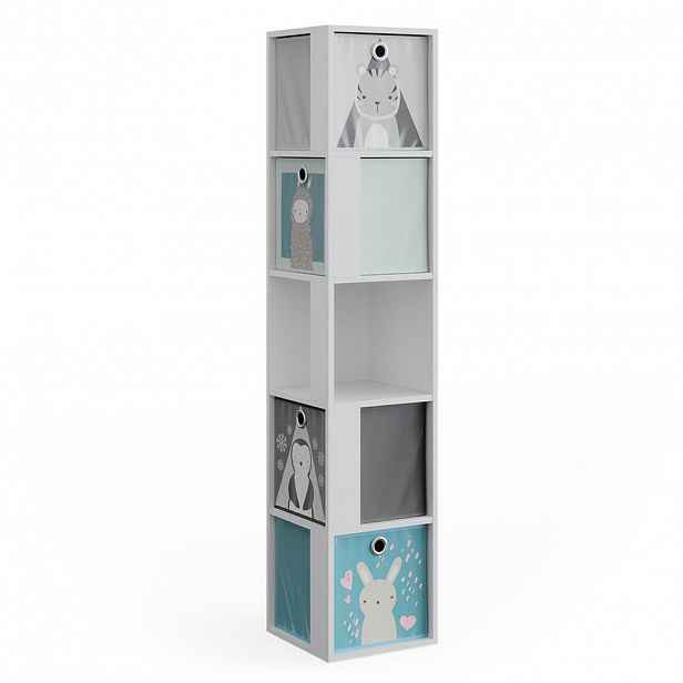 Vicco DĚTSKÁ POLIČKA Lio Bílá 33.3 x 162.2 cm se 4 skládacími boxy