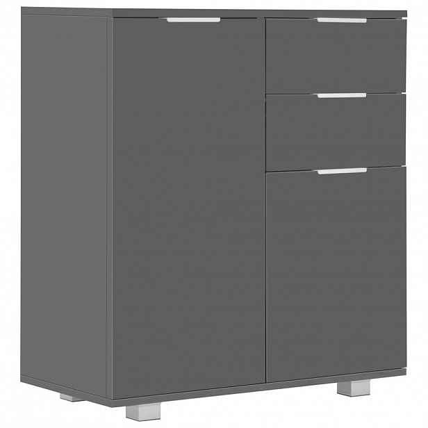vidaXL Příborník šedý s vysokým leskem 71x35x80 cm kompozitní dřevo