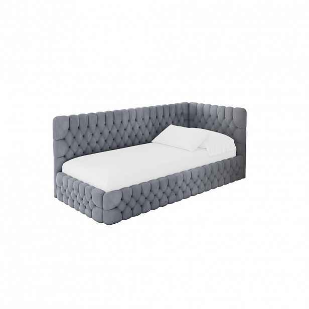 ALTDECOR JEDNOLŮŽKOVÁ POSTEL pro mládež s úložným prostorem, vlevo - MULY 90x200 šedá