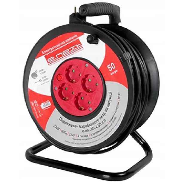 Prodlužovací Kabel bubnový 50 m 3x1,5 mm2 4 zásuvky s uzemněním Schuko