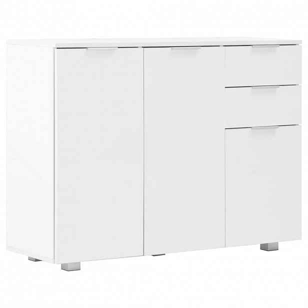 vidaXL Příborník bílý s vysokým leskem 107x35x80,5 cm
