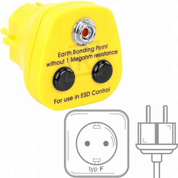 100x Uzemňovací Zástrčka Esd 230V 1x Klip 10mm Schuko Německý Standard