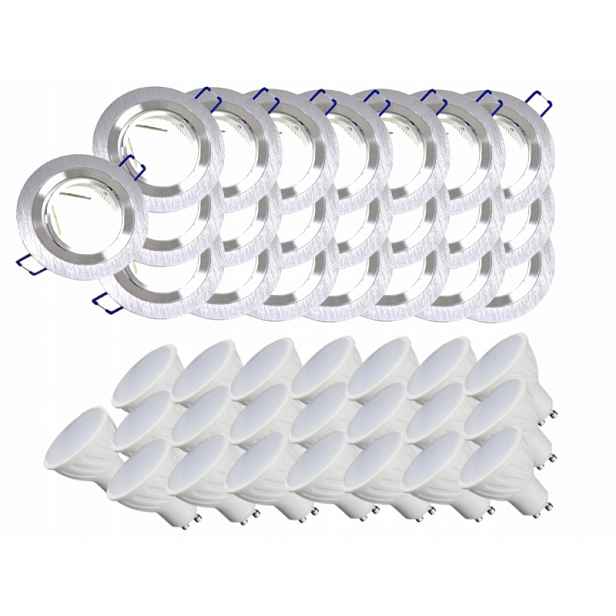 22x Hliníková Lampička Inox Ocel Kartáčovaná 3W Led Žárovky