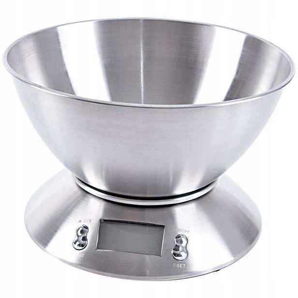 Kuchyňská váha, elektronická 1g-5kg, s nerezovou mísou stříbrná