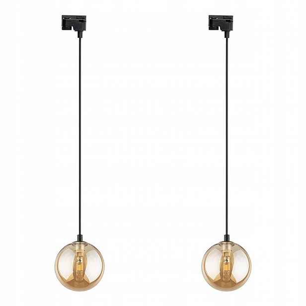 Sada 2x Závěsná kolejnicová lampa jantarová skleněná koule 1F Tracer 4928