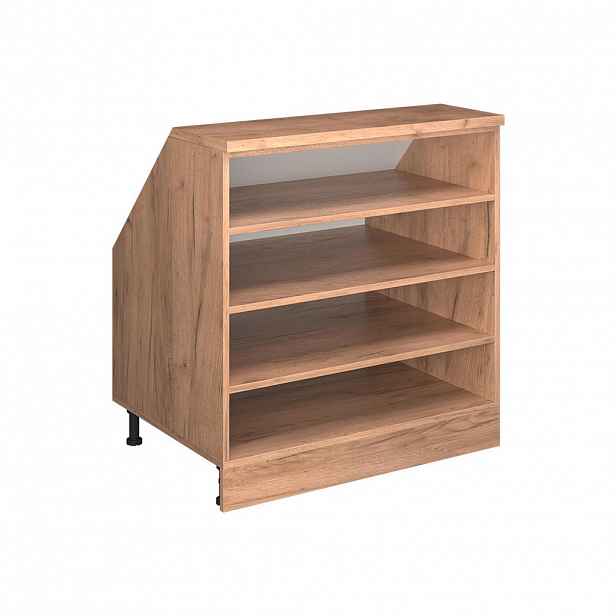 Vicco KUCHYŇSKÁ SKŘÍŇKA POD ŠIKMOU STŘECHU R-Line Zlatý mocný dub 80 cm se 4 přihrádkami, korpus skříně hloubka 60 cm