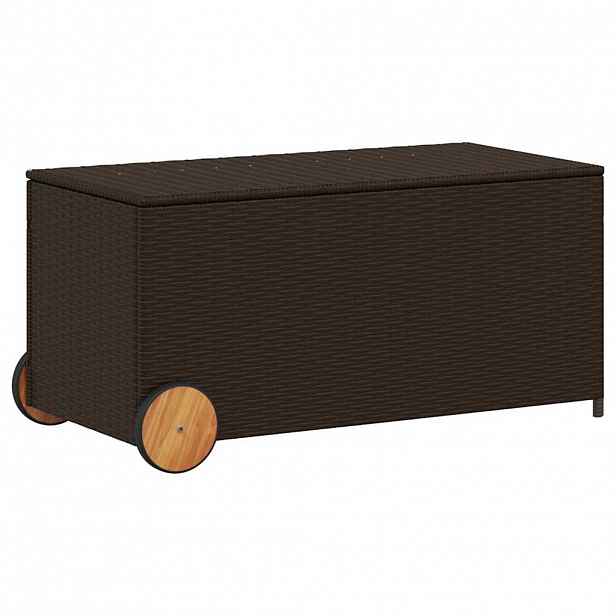 vidaXL Zahradní úložný box s kolečky hnědý 190 l polyratan