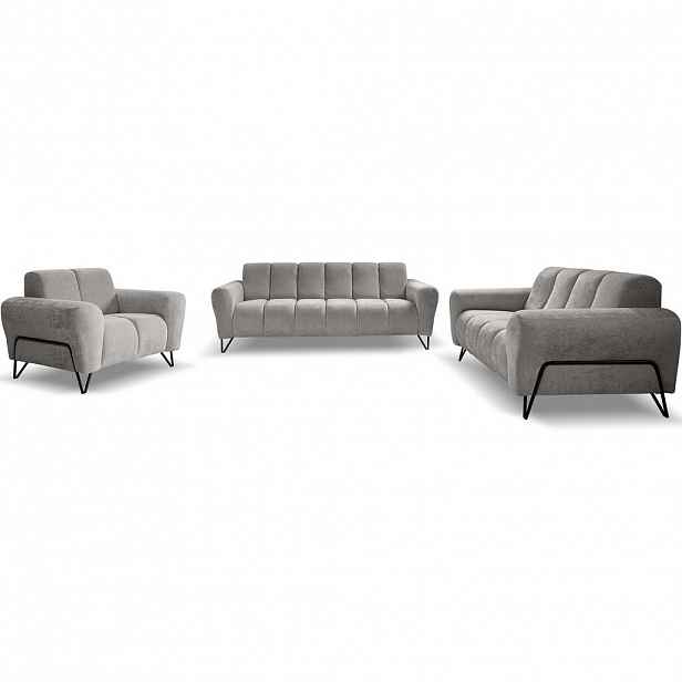 Beautysofa SEDACÍ souprava Volare (pohovky + křeslo), bez funkce spaní, světle šedá
