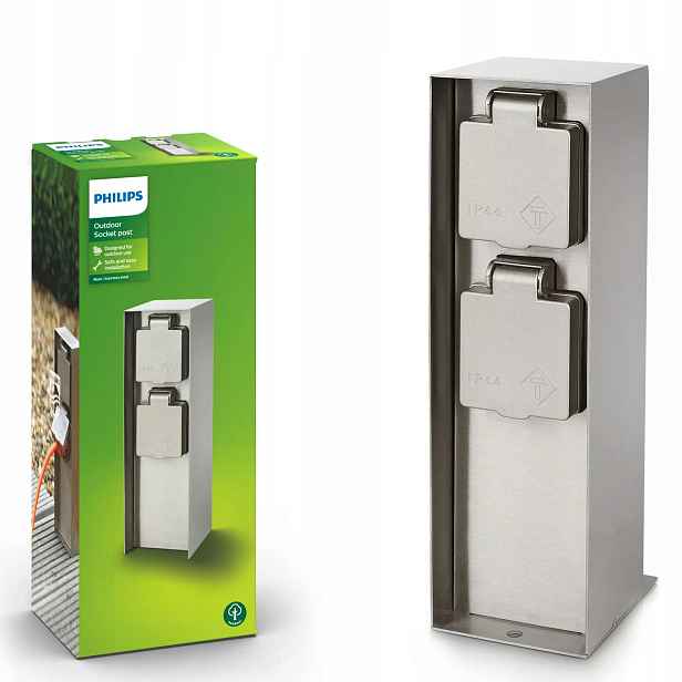 Elektrický zahradní sloupek 23 cm 2x zásuvka 230 V IP44 Rock Philips