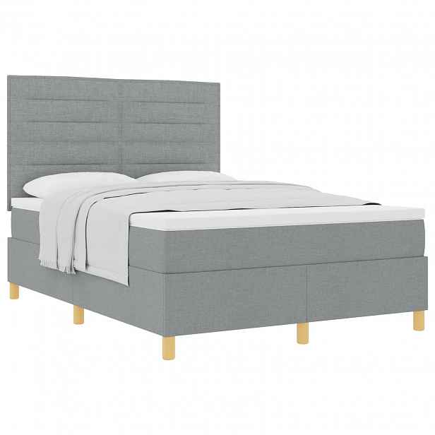 vidaXL Postel s boxspringem s matrací Světle šedá 140 x 190 cm textil