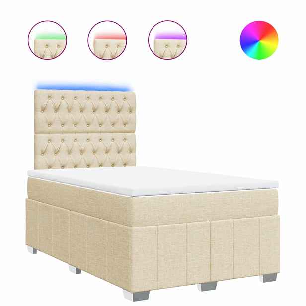 vidaXL Box spring postel s matrací krémová 120x190 cm textil