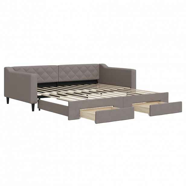 vidaXL Válenda s přistýlkou a zásuvkami taupe 100 x 200 cm textil