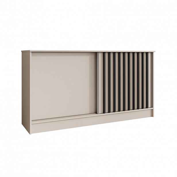 Beautysofa KOMODA Horizon se 2 posuvnými dvířky, kašmír + černá, 160 cm
