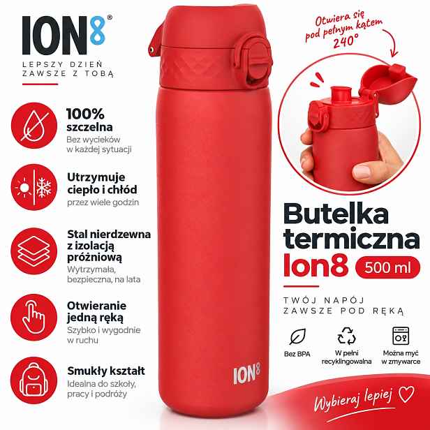 ION8 termoláhev Z Nerezové oceli 500 ml termoska červená láhev na pití