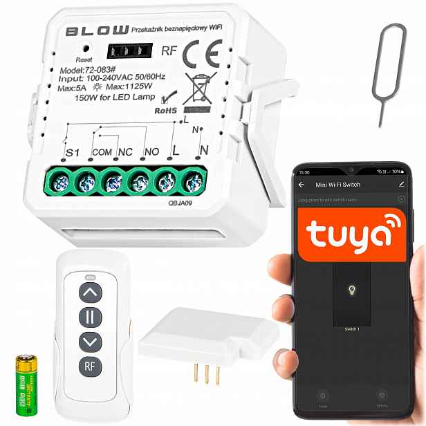 Relé Beznapěťový Wifi Ovladač Tuya Rf+modul Pro Ovládání+dálkové Ovládání