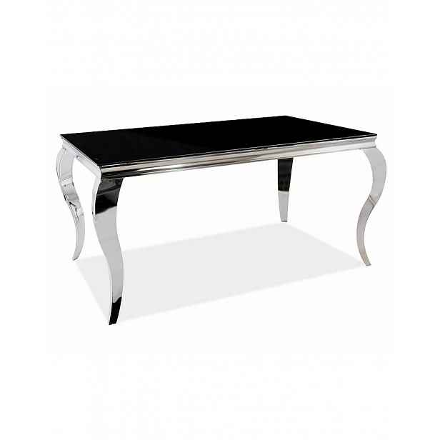 Stůl Prince 150x90 cm – černá deska z tvrzeného skla a chromované nohy ve stylu glamour