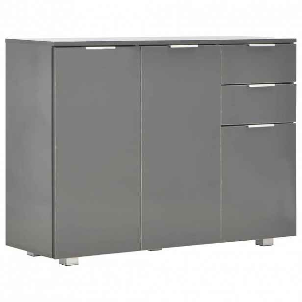 vidaXL Příborník šedý s vysokým leskem 107x35x80,5 cm