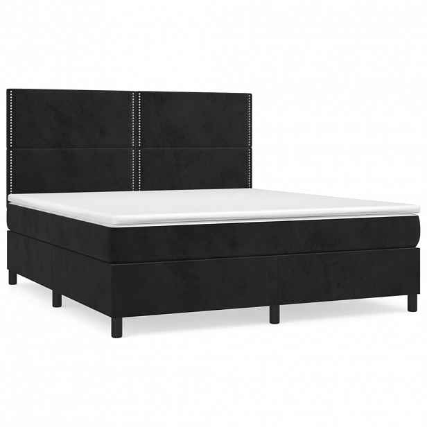 vidaXL Box spring postel s matrací černá 180x200 cm samet