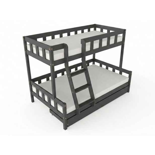Benlemi Patrová postel PLOTTY s předním žebříkem 90x200, 120x200 cm Zvolte barvu: Tmavě šedá, Zvolte šuplík: Úložný šuplík, Zvolte stranu: Vlevo