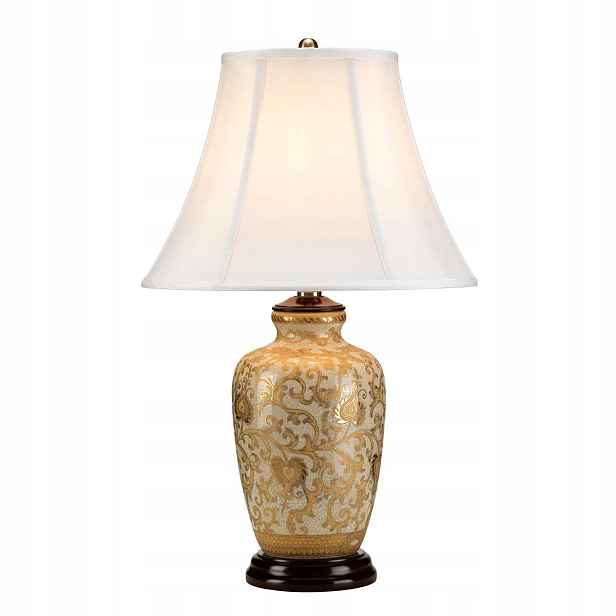 Porcelánová stolní lampa hampton zlatá s bílým stínidlem 58 cm Elstead