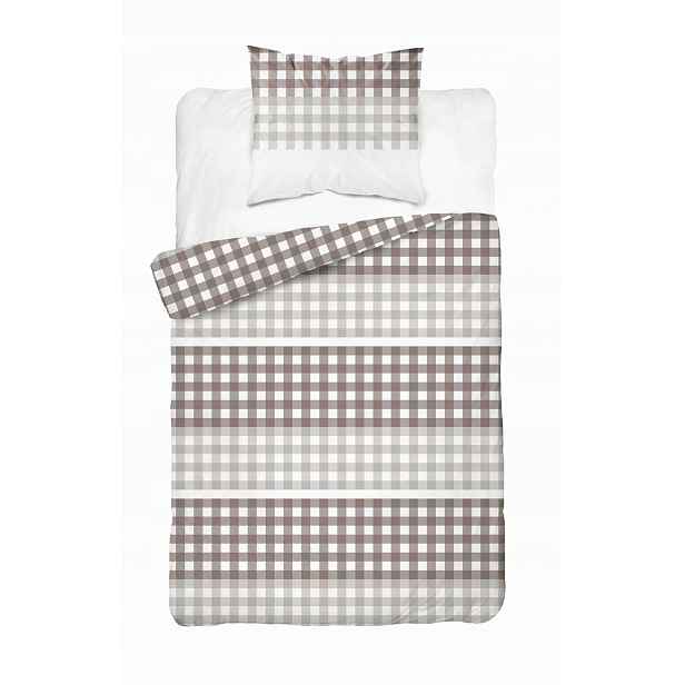 Povlečení saténové 140x200 béžová kostkovaná tkanina s jedním povlakem Home Satin