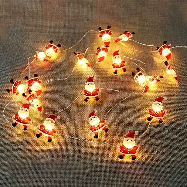 TEMU Vánoční světýlka se Santou, 10/20 LED vánoční světýlka na baterie, vnitřní řetězová světla, pohádková světla, vánoční dekorace do ložnice a na