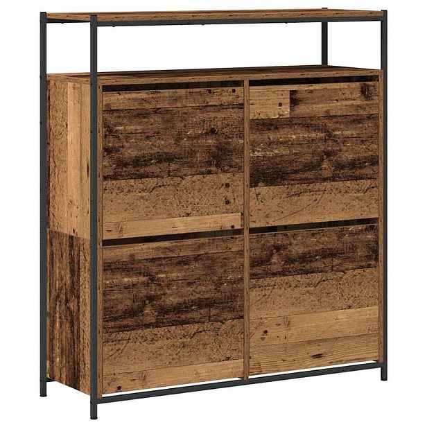 vidaXL Skříň na obuv 100 x 34 x 112 cm Kompozitní dřevo Staré dřevo