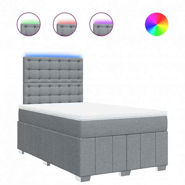 vidaXL Box spring postel s matrací světle šedá 120x190 cm textil