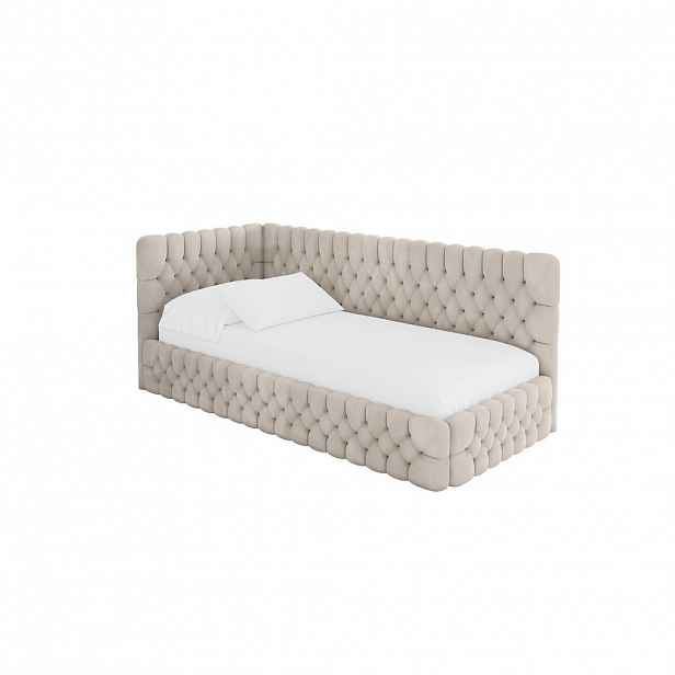 ALTDECOR JEDNOLŮŽKOVÁ POSTEL pro mládež s úložným prostorem a matrací H3/H4, vpravo - MULY 90x200 béžová
