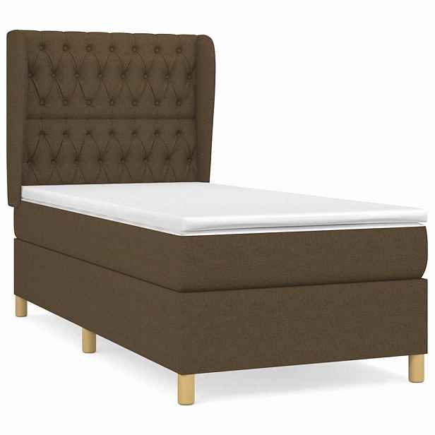 vidaXL Box spring postel s matrací tmavě hnědá 90x190 cm textil