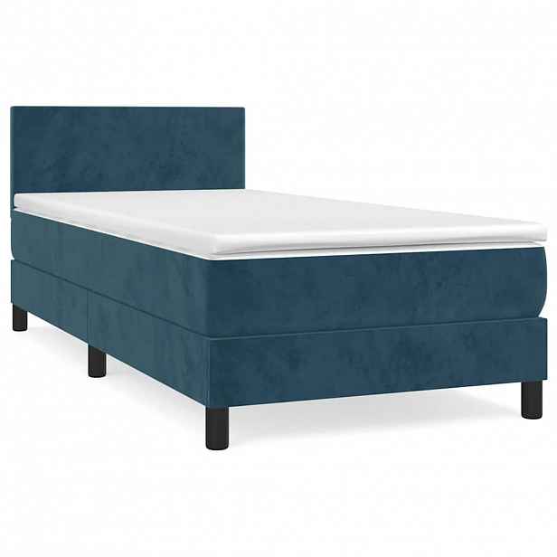 vidaXL Box spring postel s matrací tmavě modrá 100x200 cm samet