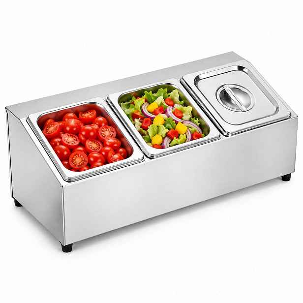 Relaxdays ZÁSOBNÍK Stříbrná 3-dílný nerez s víkem 52 cm