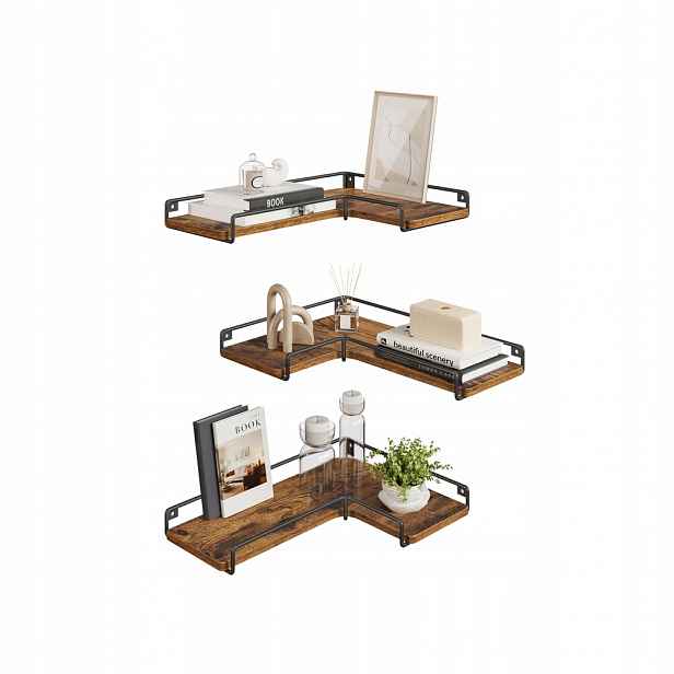 Songmics Sada 3 rohových polic 40x29x14 cm