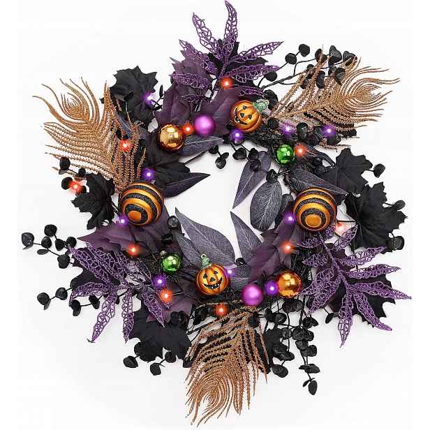 Věnec Na Dveře Led 45 CM Dýně Dekorace Halloween