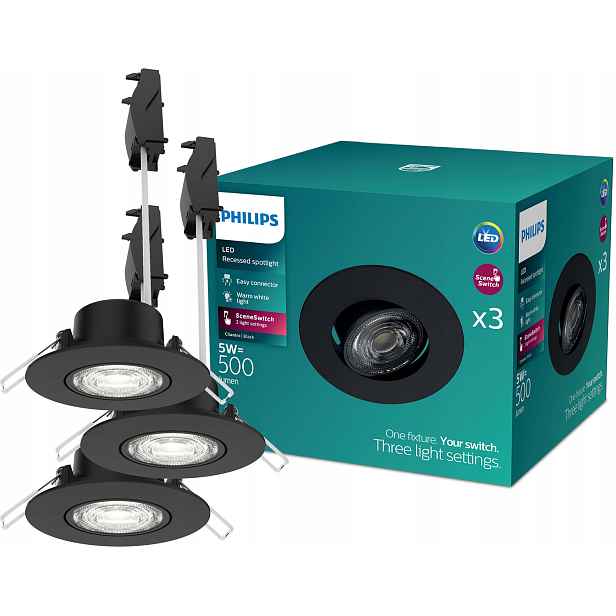 3x Led podomítkové svítidlo 5W 2700K Stmívatelné SceneSwitch Cilantro Philips