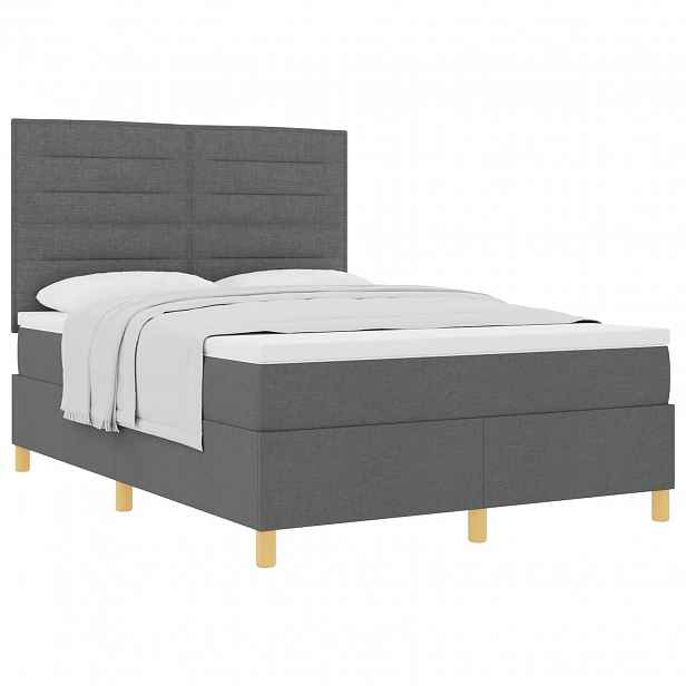 vidaXL Postel s boxspringem s matrací Tmavě šedá 140 x 190 cm textil