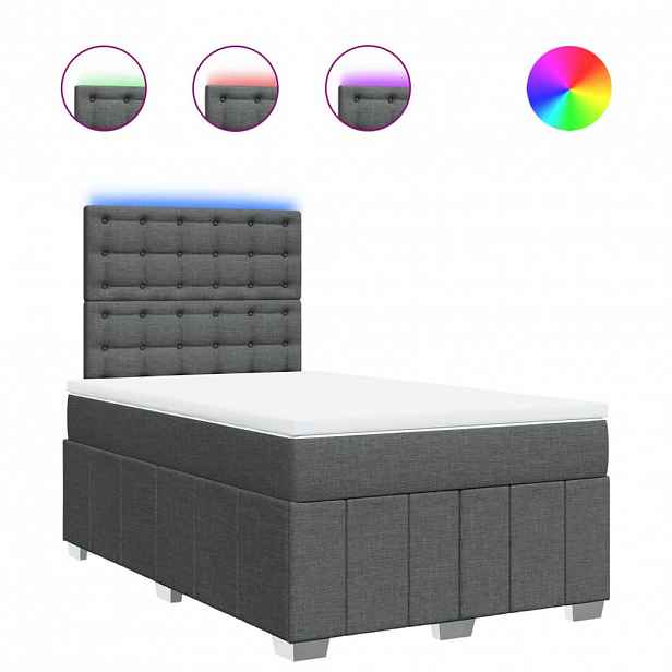 vidaXL Box spring postel s matrací tmavě šedá 120x190 cm textil