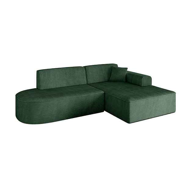 ALTDECOR ROHOVÁ SEDAČKA s otomanem, pravá IREA-L1-v3 232x165x77 Zelená Manšestr