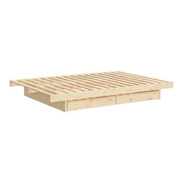 Jednolůžková postel z borovicového dřeva s úložným prostorem s roštem v přírodní barvě 120x200 cm Kanso – Karup Design